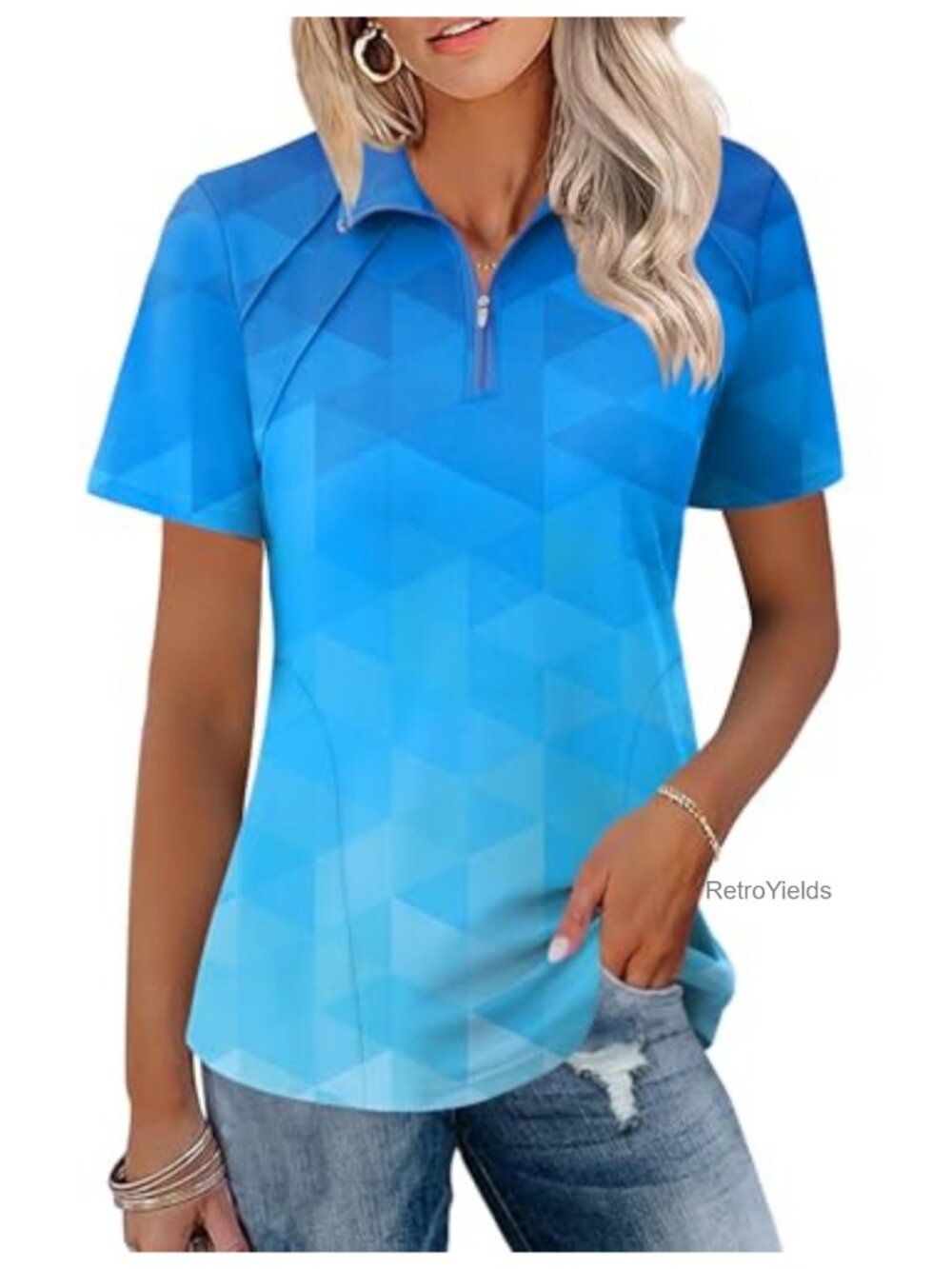 Women's Quarter Zip Golf Polo Shirt Stretchy Performance Active Top